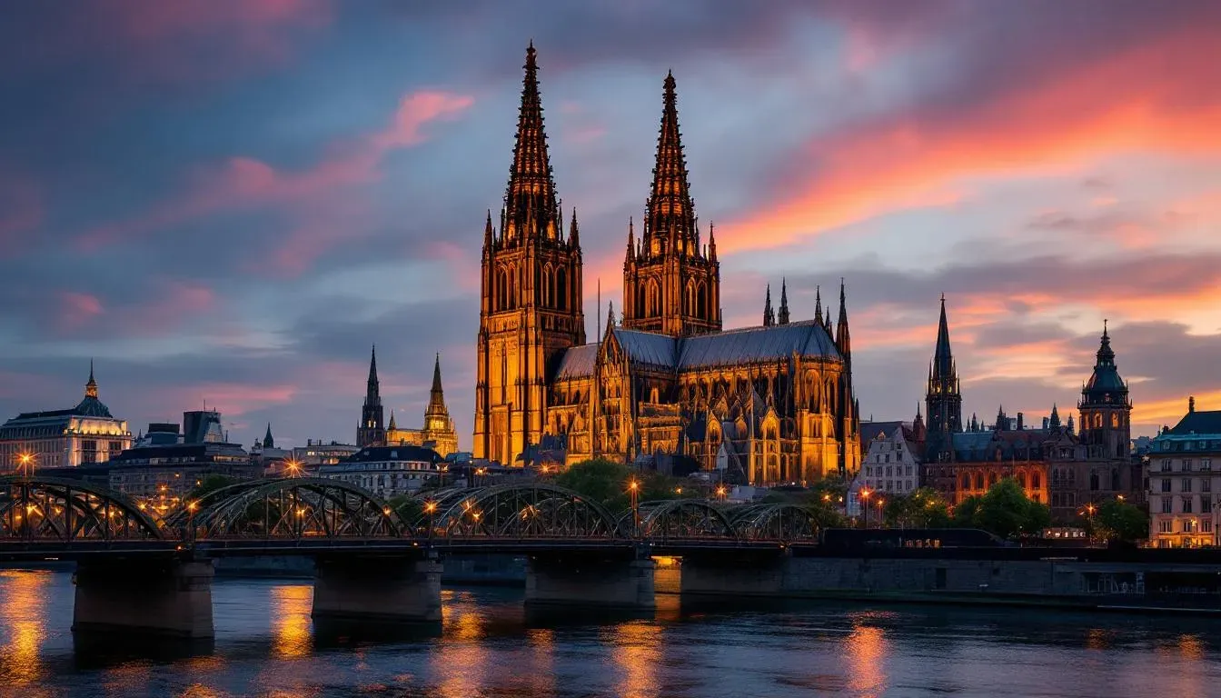 Filming in Cologne with Cologne Cathedral view